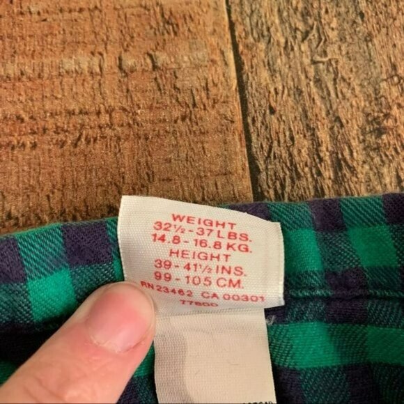 Buster brown vintage boys long sleeve collared button up in blue and green -4 - Picture 4 of 6